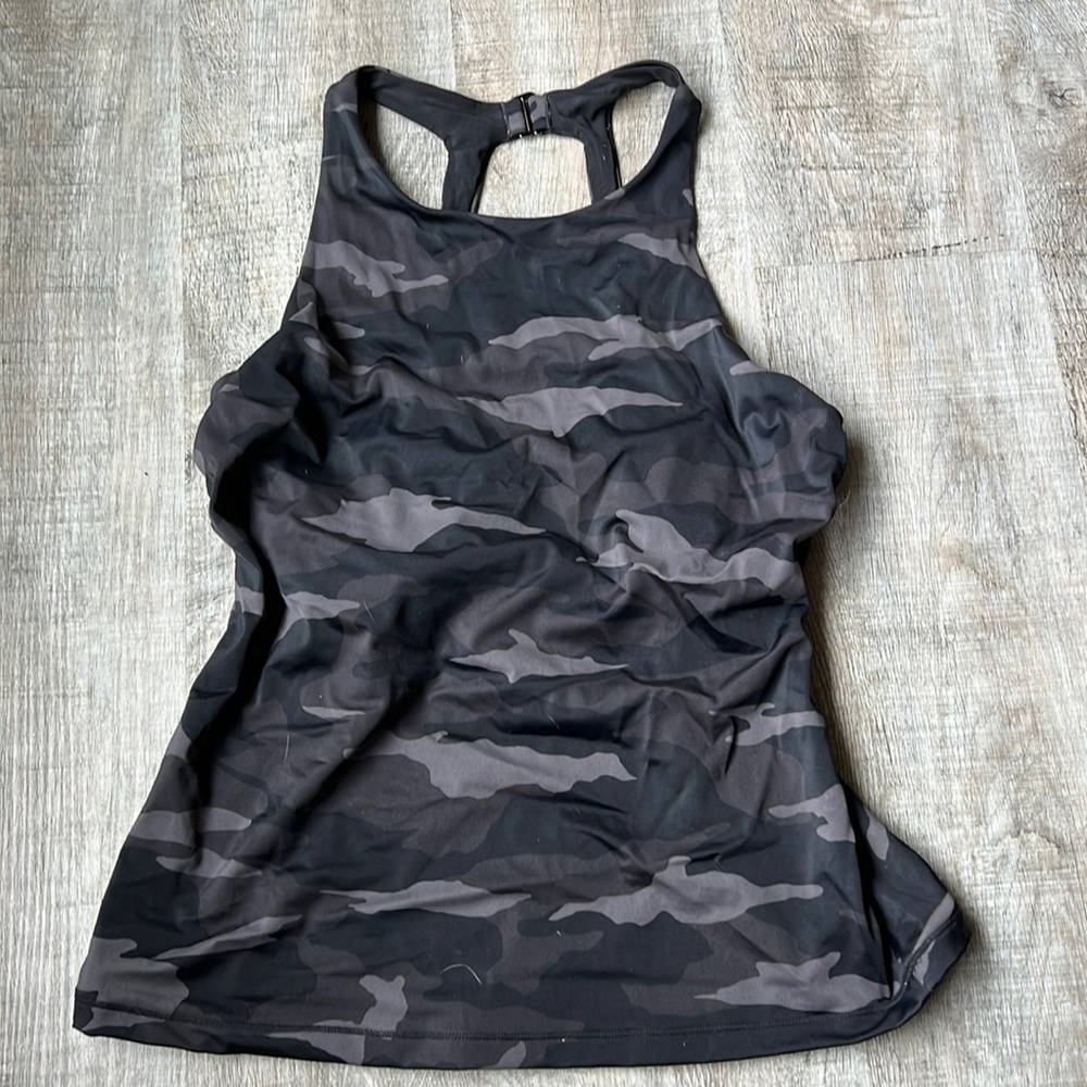 Athleta black camo tank top.